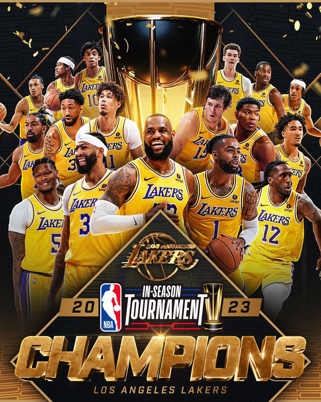 Los Angeles Lakers, campeones de la primera Copa NBA de la historia
