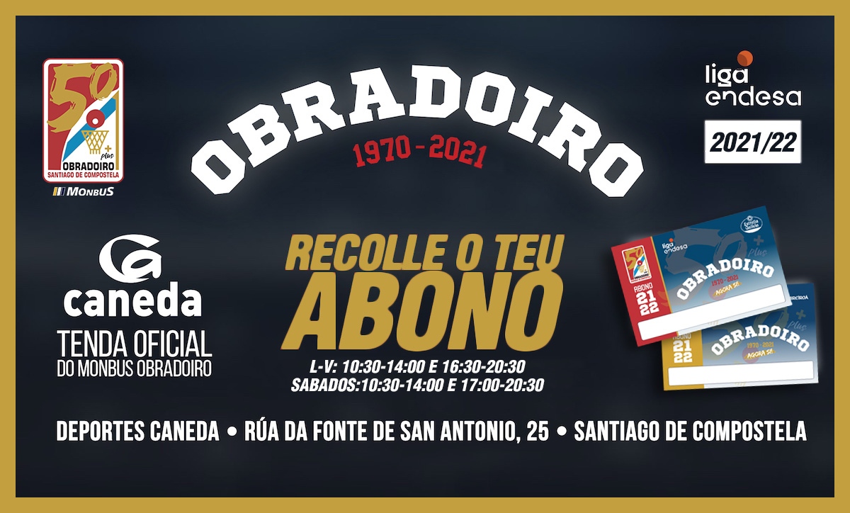 Los abonados del Monbus Obradoiro podrán recoger su carné a partir de mañana en Deportes Caneda