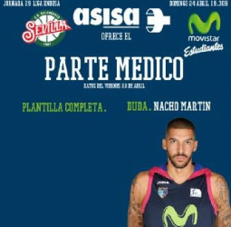 Asisa ofrece el parte médico del B. Sevilla- Movistar Estudiantes: Nacho Martín, duda
