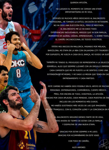 Álex Abrines anuncia su retirada