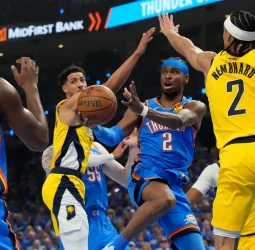 Oklahoma arrolla a Indiana para igualar la serie, 107-123 [1-1]