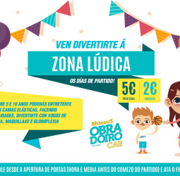 El Monbus Obradoiro crea una zona lúdica durante los partidos para los aficionados más pequeños
