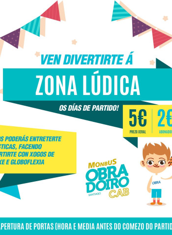 El Monbus Obradoiro crea una zona lúdica durante los partidos para los aficionados más pequeños