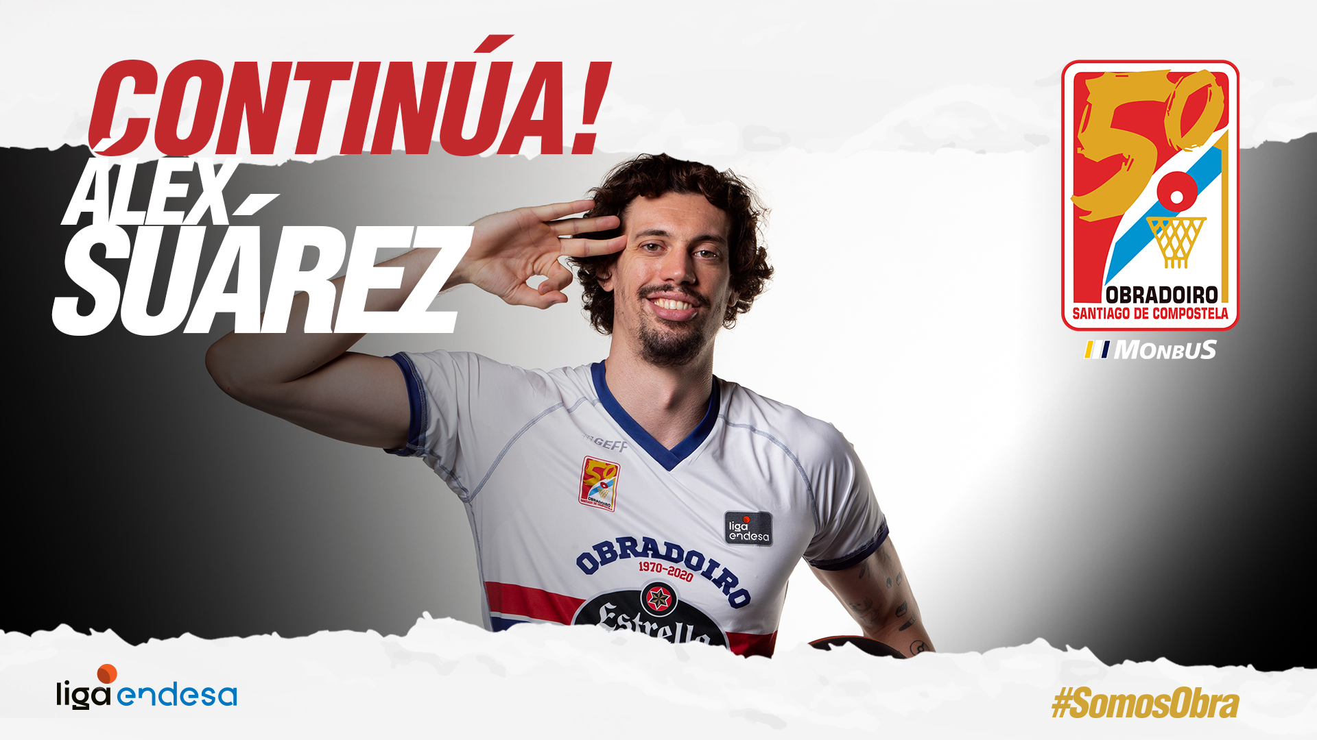 Álex Suárez continuará vistiendo la camiseta del Monbus Obradoiro en la temporada 2021/22