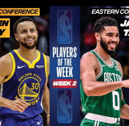 Jayson Tatum y Stephen Curry, jugadores de la semana NBA