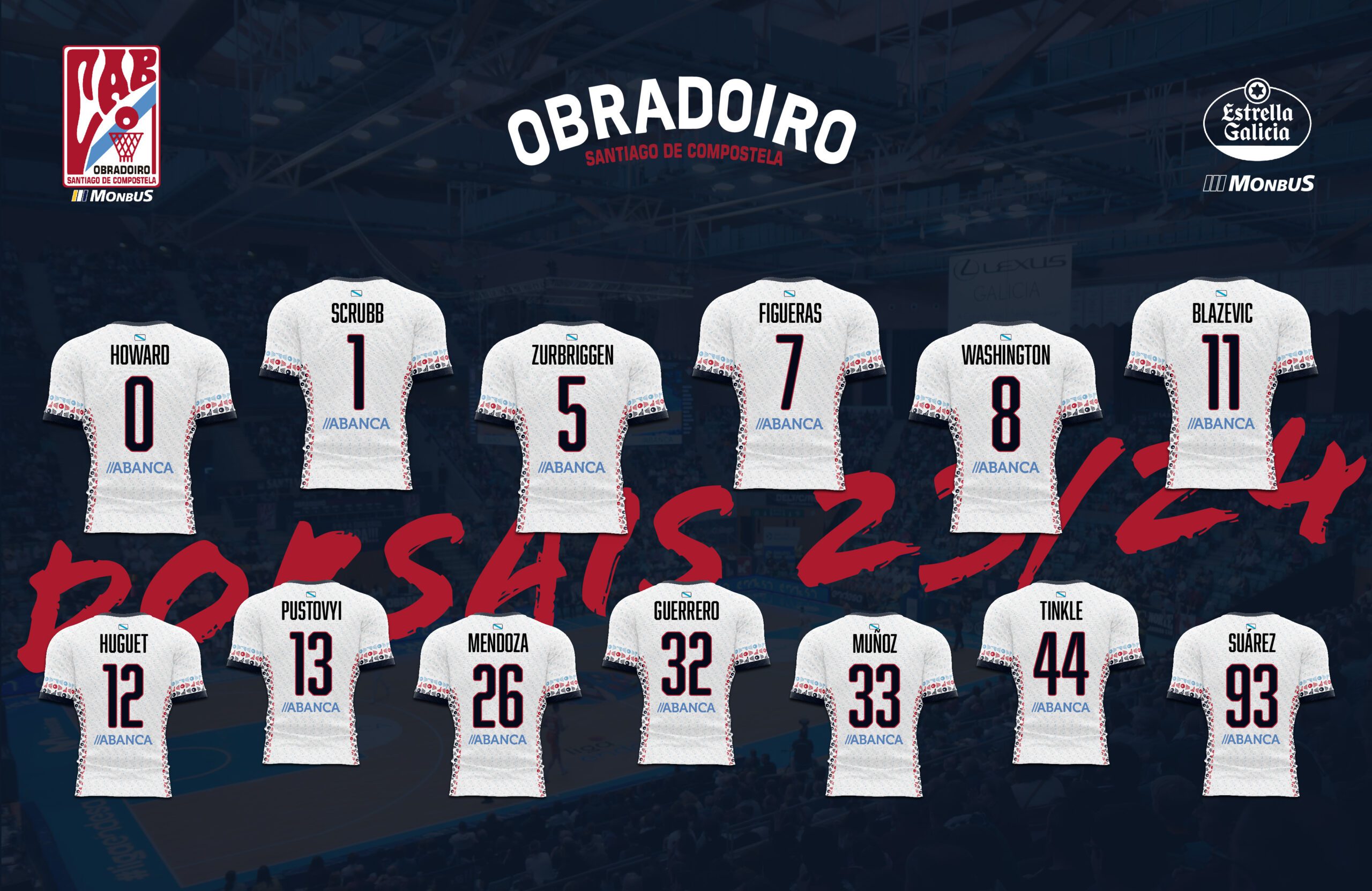 Estos son los dorsales del Monbus Obradoiro para la temporada 23/24