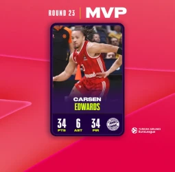 MVP de la Jornada 23º EuroLeague: Carsen Edwards, FC Bayern Munich