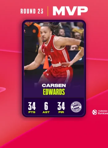 MVP de la Jornada 23º EuroLeague: Carsen Edwards, FC Bayern Munich