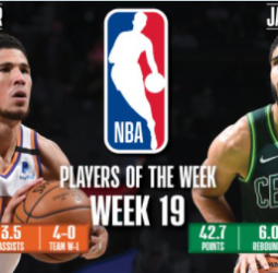 Jayson Tatum y Devin Booker, jugadores de la semana en la NBA