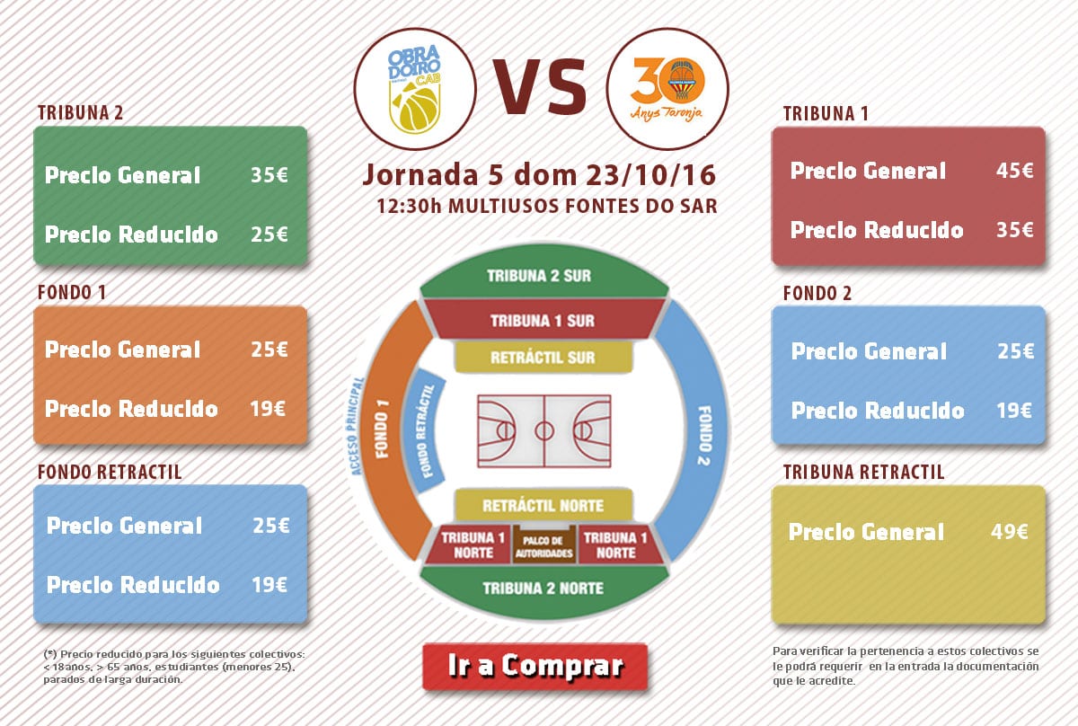 Las entradas para el Rio Natura Monbus Obradoiro - Valencia Basket Club a la venta en oficinas y página web