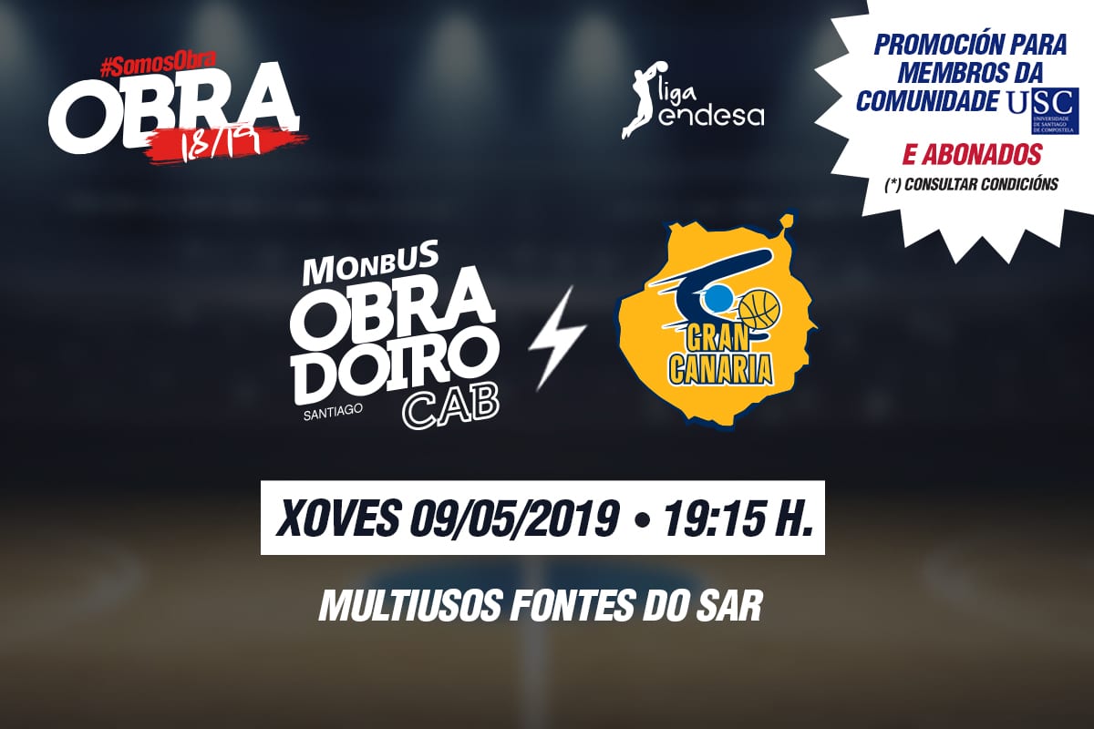 Los miembros de la USC y los abonados del Monbus Obradoiro podrán comprar entradas a 9€ para el partido ante Herbalife Gran Canaria