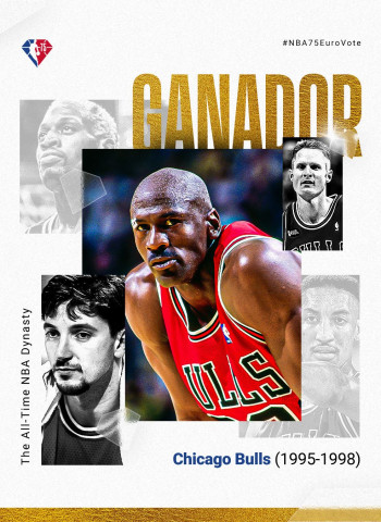 Los Chicago Bulls de 1995/96 elegidos como la mejor dinastía de la historia de la NBA en el "NBA 75 euro vote"