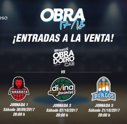 A la venta las entradas para los partidos del Monbus Obradoiro ante Tecnyconta Zaragoza, Divina Seguros Joventut y San Pablo Burgos