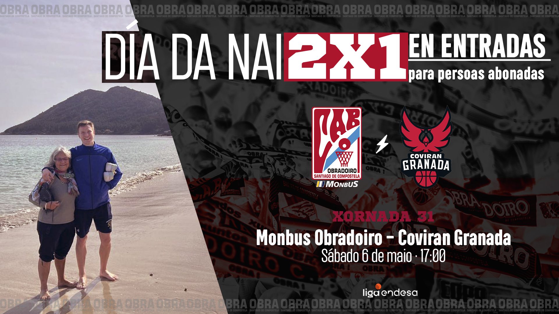 Los abonados del Monbus Obradoiro pueden beneficiarse de un 2x1 en entradas para celebrar el Día de la Madre ante Coviran Granada