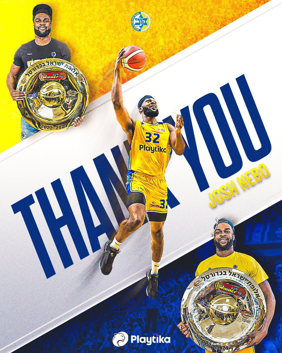 El Maccabi anuncia la marcha de Josh Nebo, quien fichará por el Armani Milán