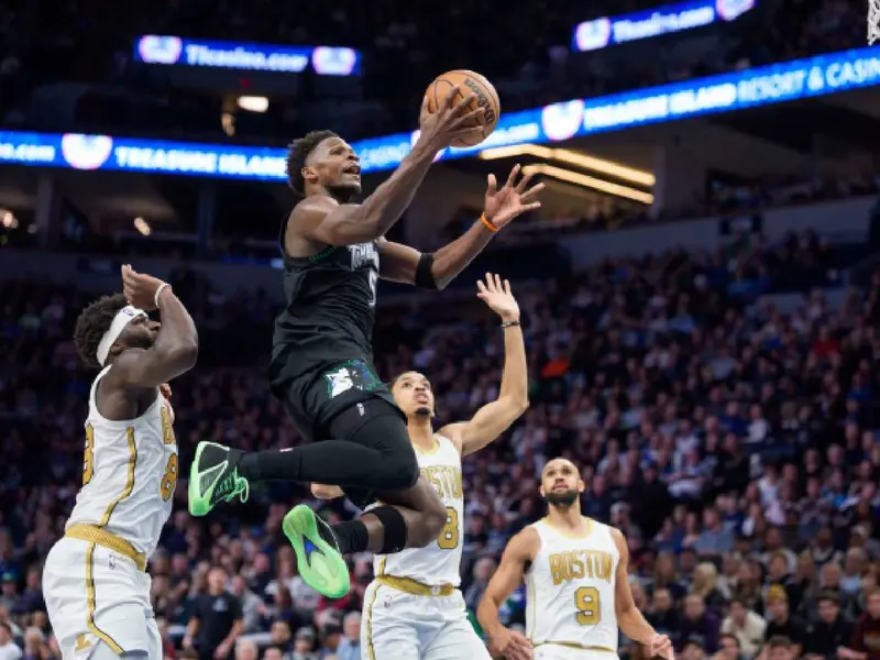 Anthony Edwards somete a Boston con un triple imposible y sostiene el triunfo de Minnesota (119-115)