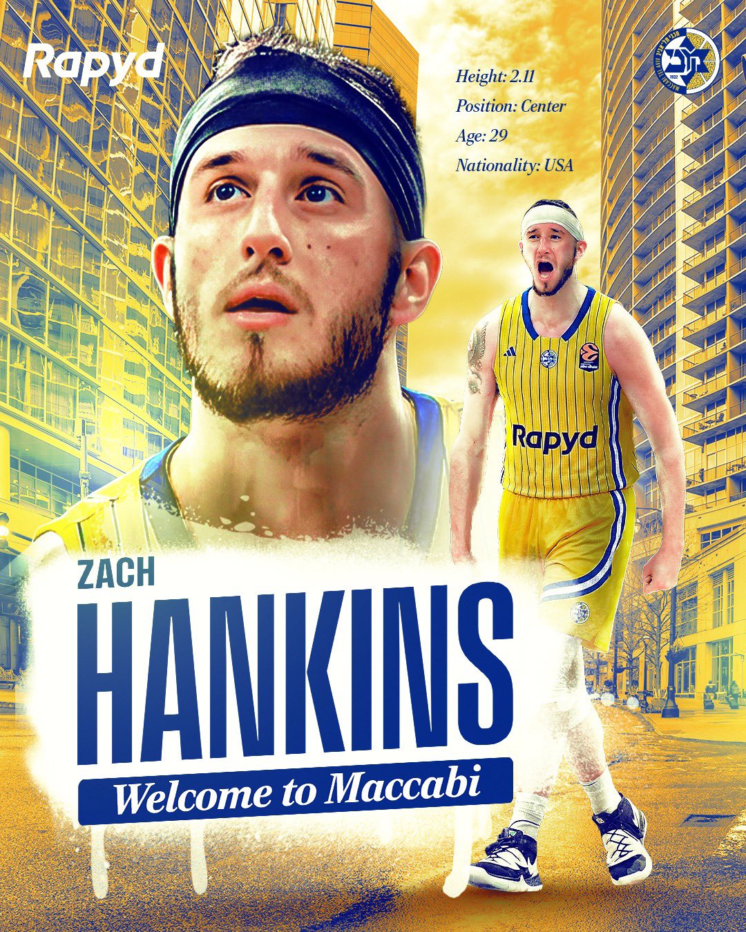 Maccabi firma a Zach Hankins para reforzar su juego interior