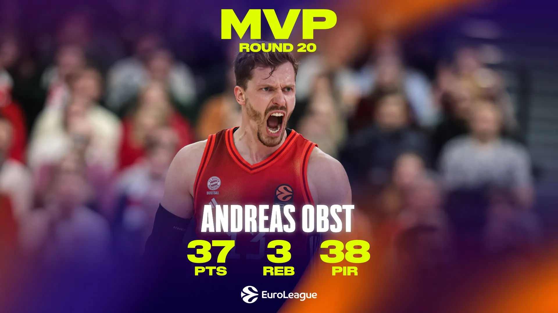 Andreas Obst, MVP de la Jornada 20: una exhibición histórica para el Bayern en la EuroLeague