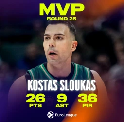 Kostas Sloukas, MVP de la Jornada 25 de la EuroLeague