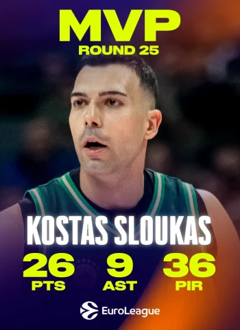 Kostas Sloukas, MVP de la Jornada 25 de la EuroLeague