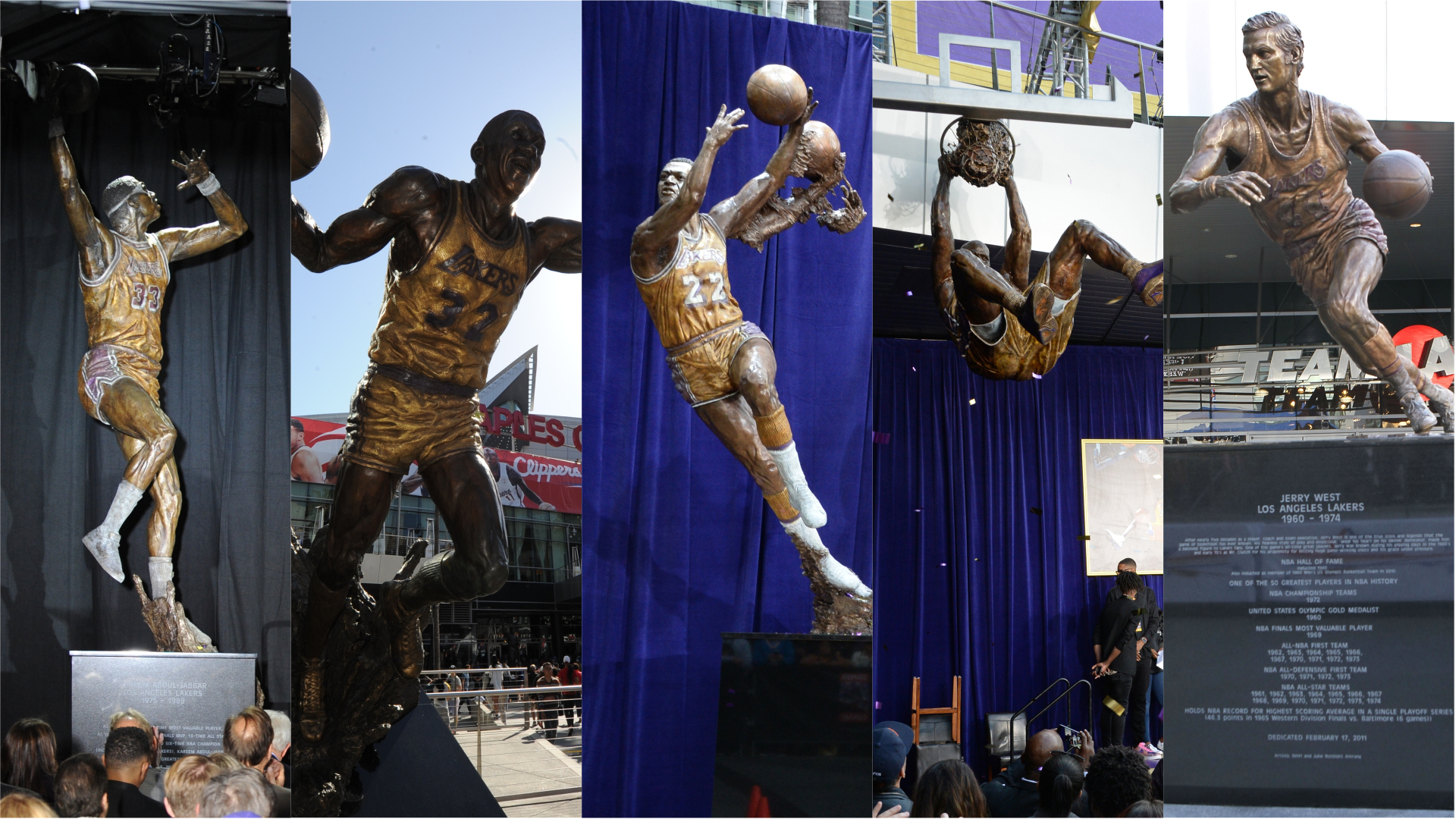 Paseando entre las estatuas que cuentan la historia de los Angeles Lakers