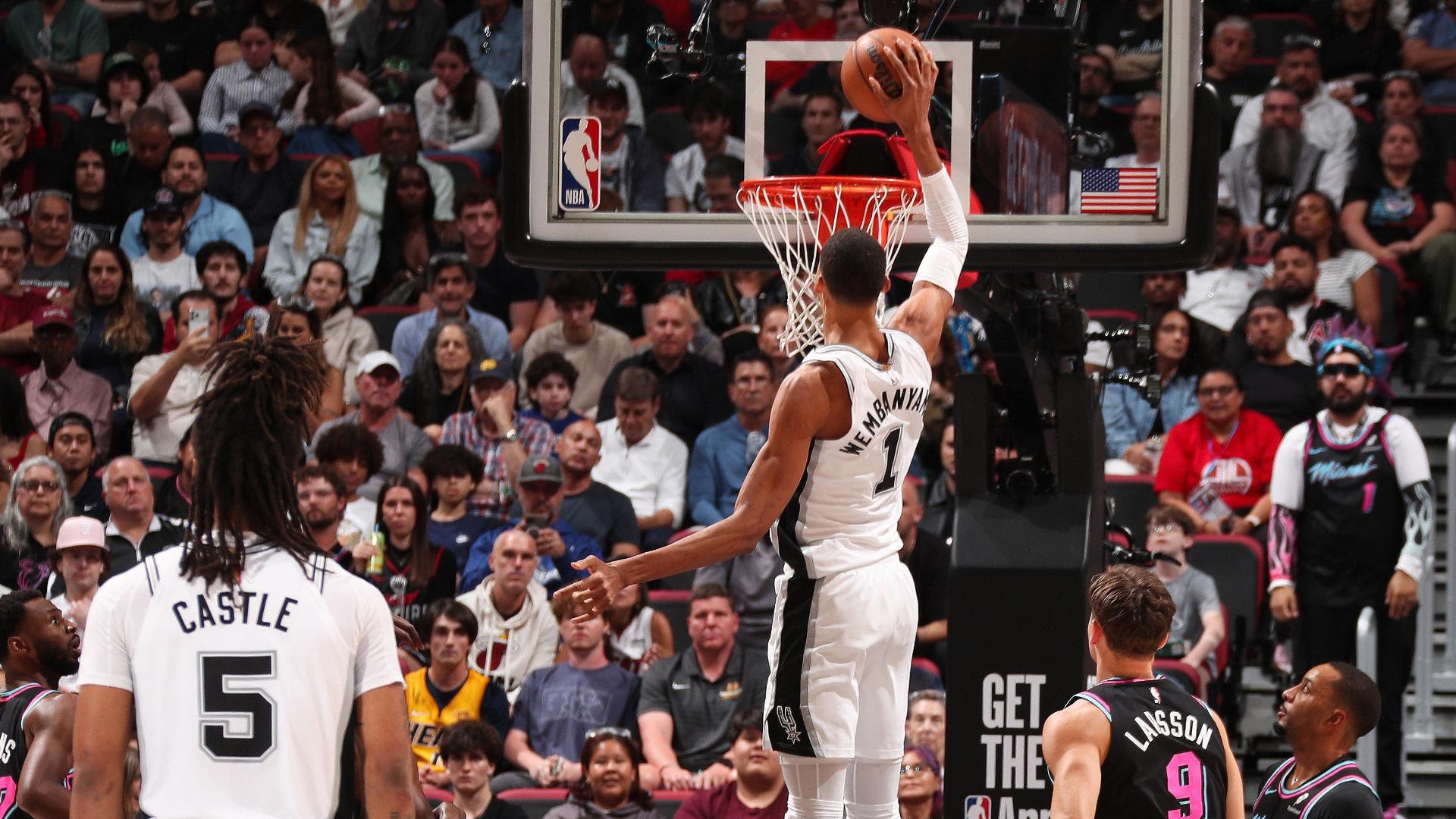 NBA: San Antonio Spurs (136-111) Miami Heat | Victor Wembanyama lidera la victoria y asegura el título de la División Southwest