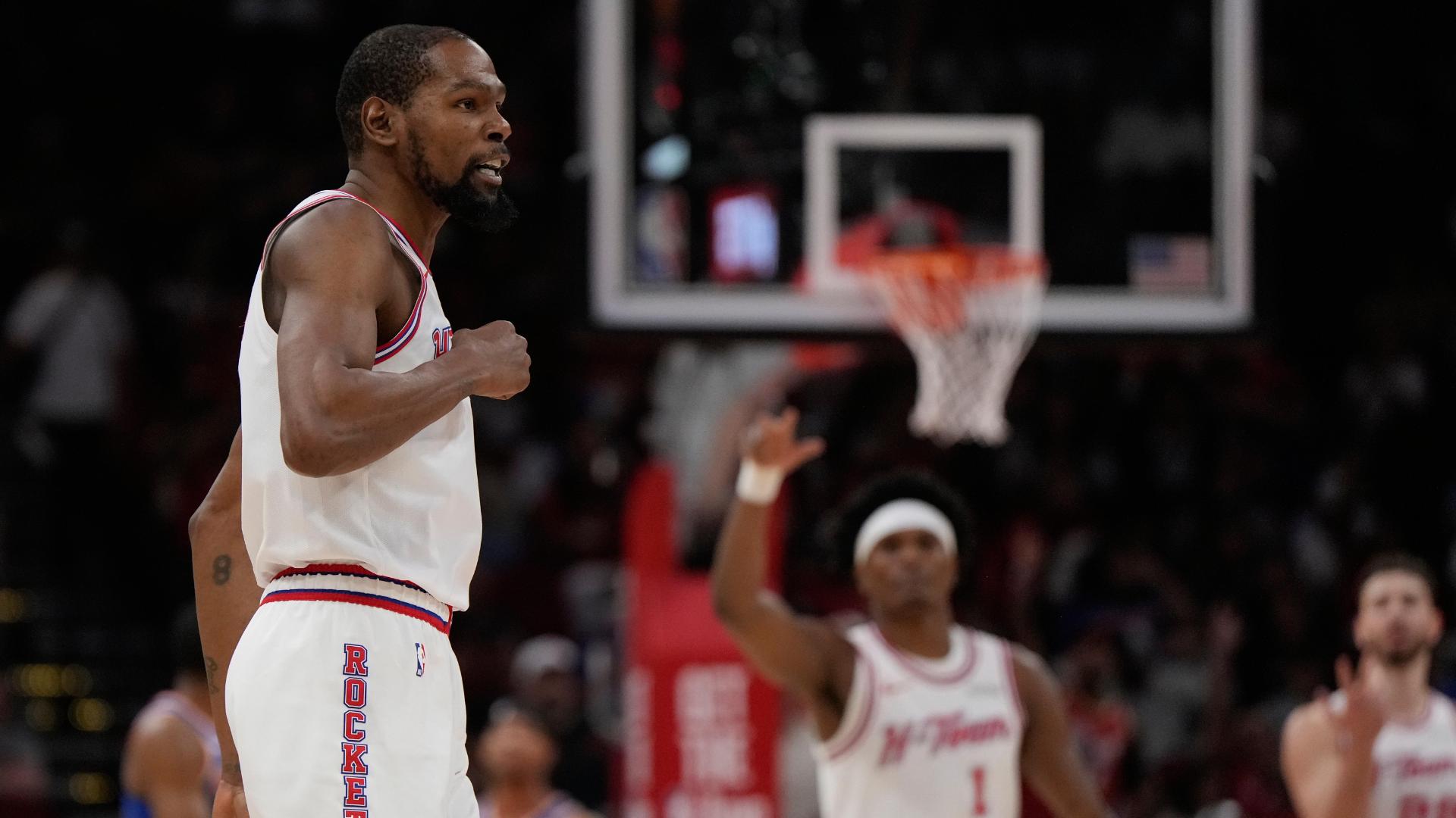 NBA: Kevin Durant lidera el vendaval de los Houston Rockets ante los New York Knicks (111-94)