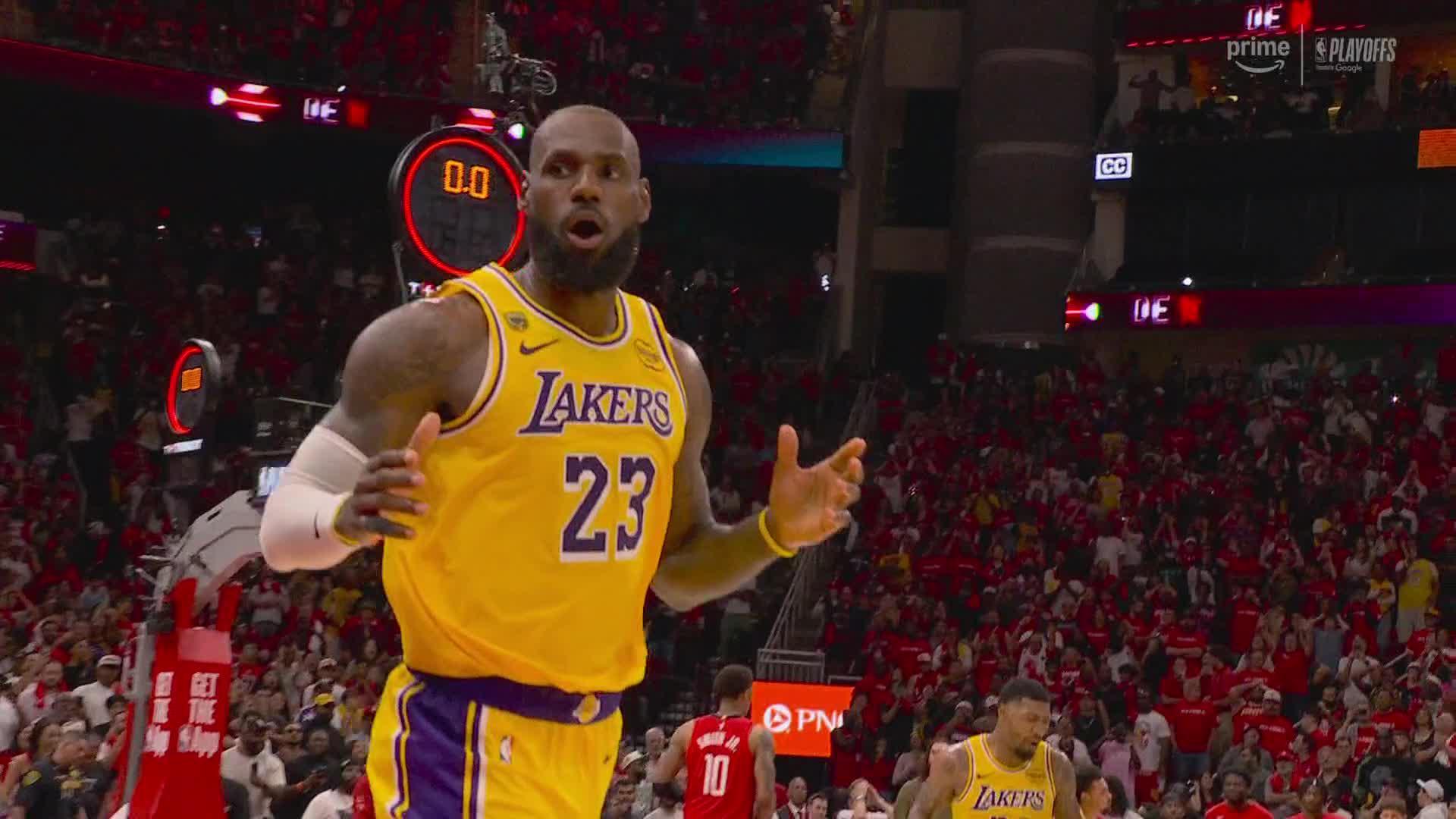 NBA: LeBron James rescata a Los Angeles Lakers con una remontada épica ante Rockets y pone el 3-0 (108-112)
