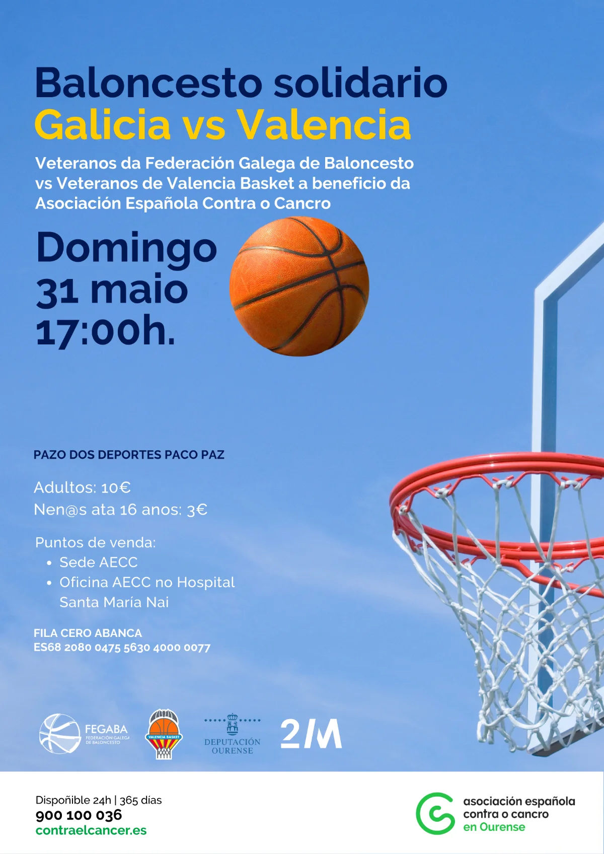 Partido de Baloncesto solidario en el Paco Paz de Ourense