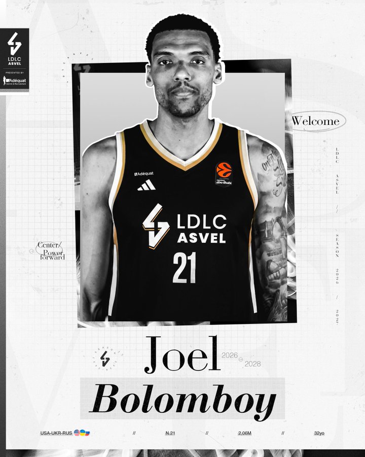 Joel Bolomboy, nuevo pívot del ASVEL: contrato de dos temporadas