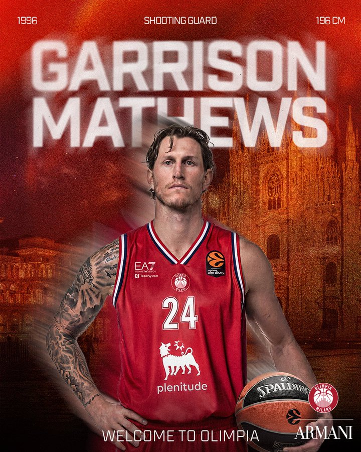 La Olimpia Milán ficha a Garrison Mathews, un 38% de por vida desde el triple