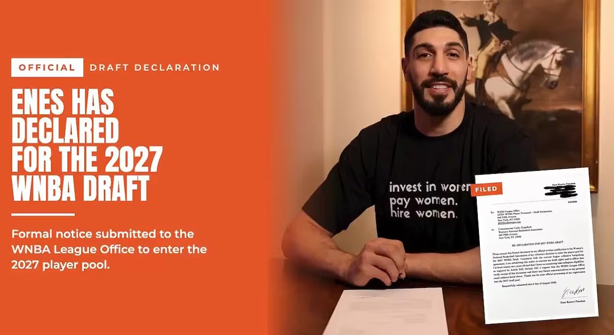 Enes Kanter Freedom registra por escrito su candidatura al Draft de la WNBA de 2027