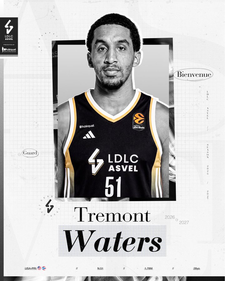 Tremont Waters vuelve a Europa: el ASVEL cierra su dirección de juego
